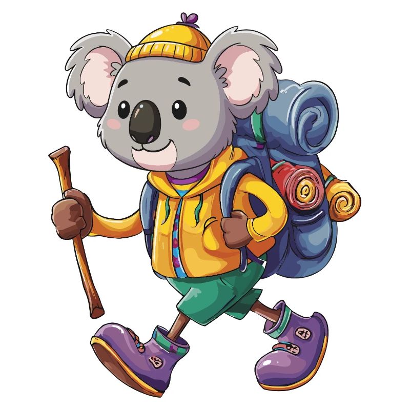 Cute Koala Hiking Camping Adventure Backpacker
