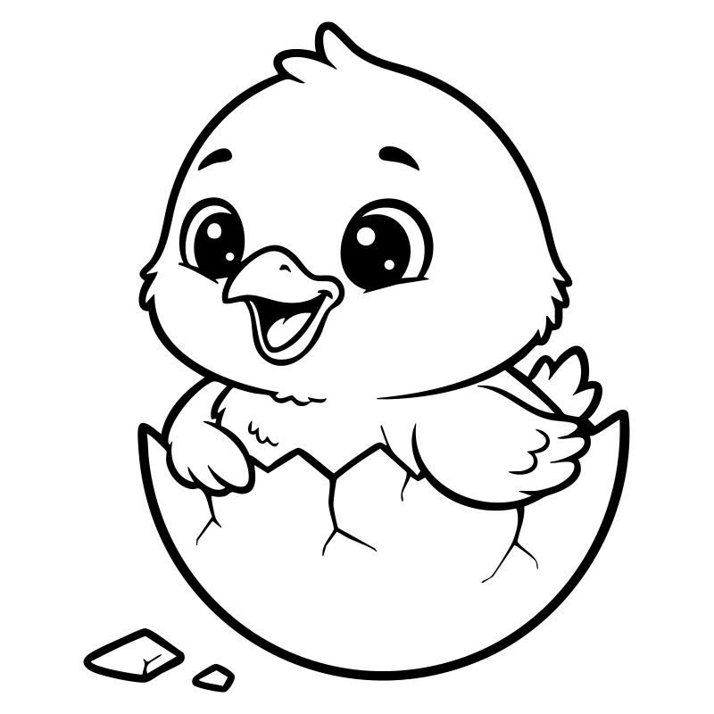 Cute Chick Hatching from Egg
