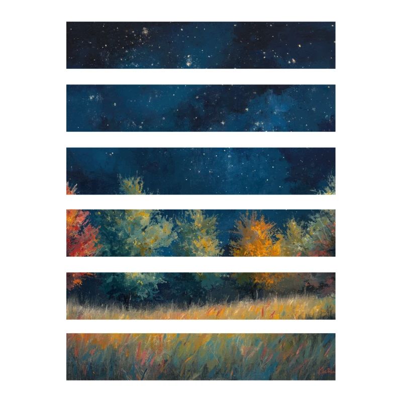 Night panorama at dawn in strips