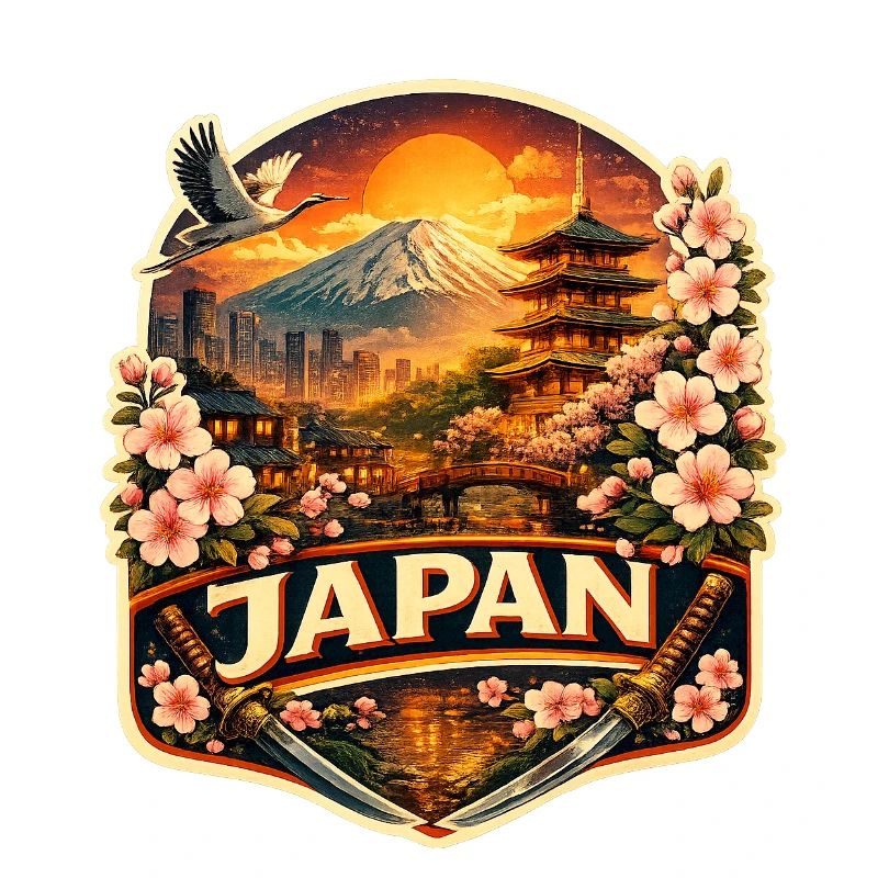 Japan Sunset Lantern Badge