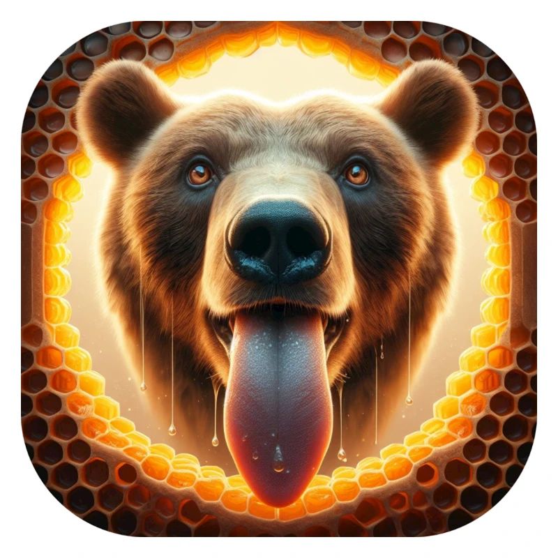 Hungry bear looking through a honeycomb