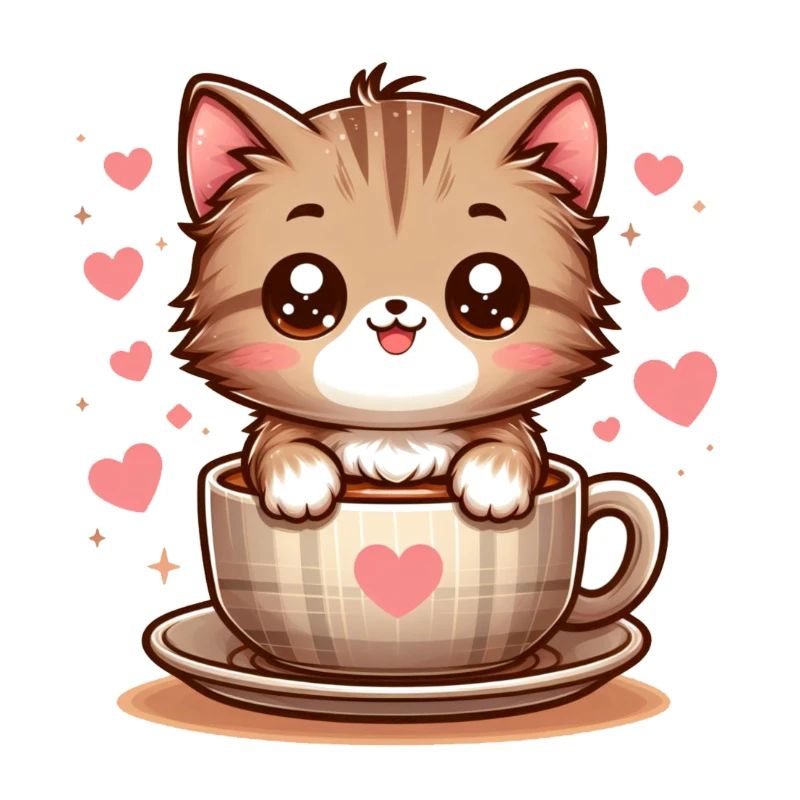 Katze mit Kaffeebecher 2