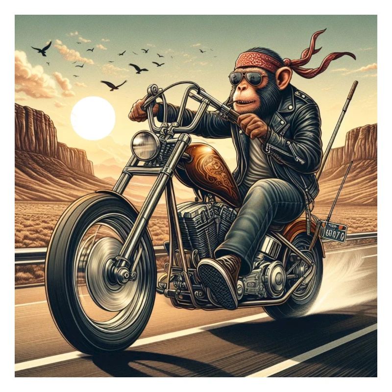Cooler Affe auf einem Chopper
