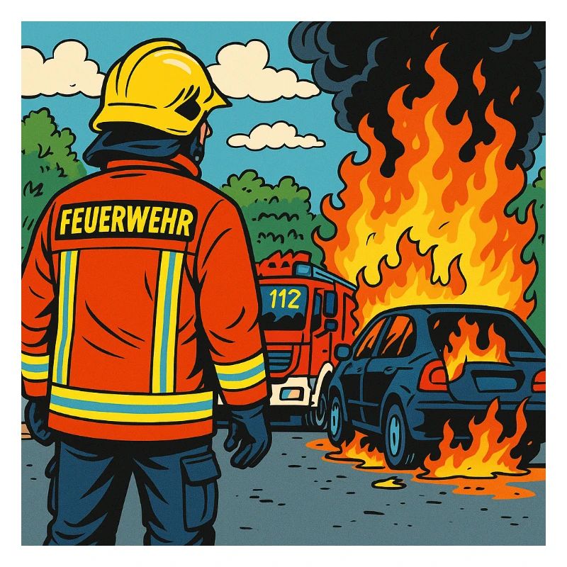 Brandbekämpfer Cartoon Einsatz