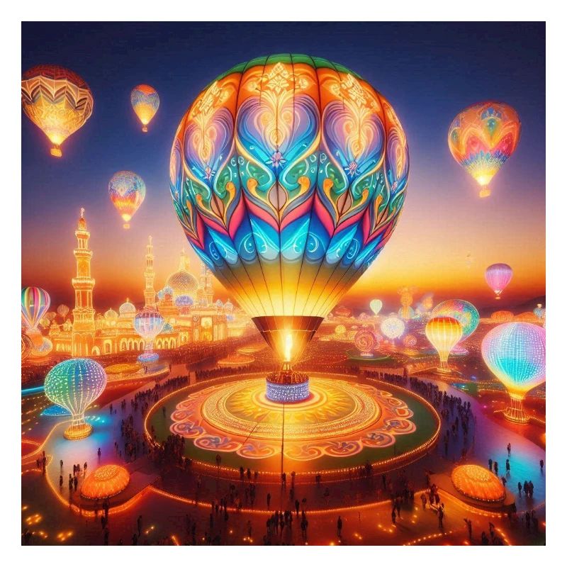 Ätherischer lumineszierender Heißluftballon