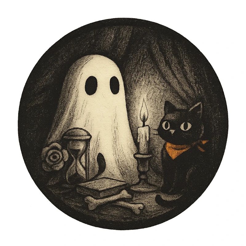 Nuit hantée chat magique illustration