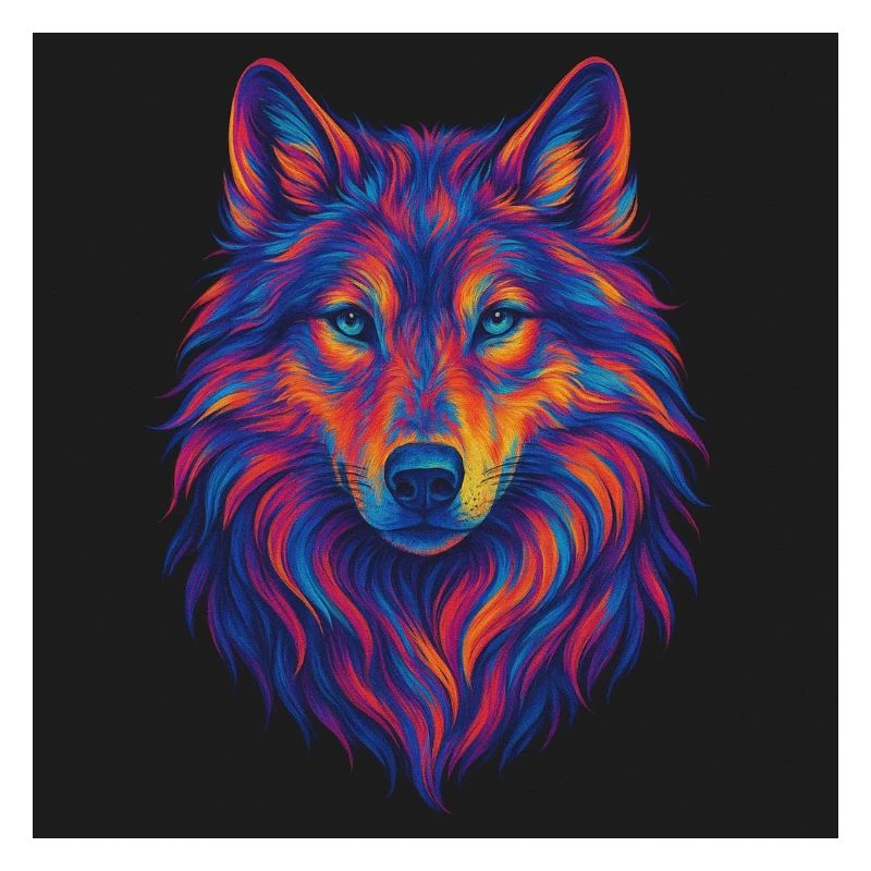 Neon Wolf Head Art