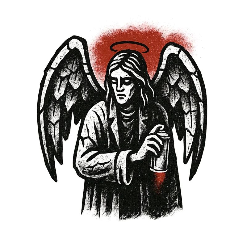 Engel mit der Absicht des Graffitis