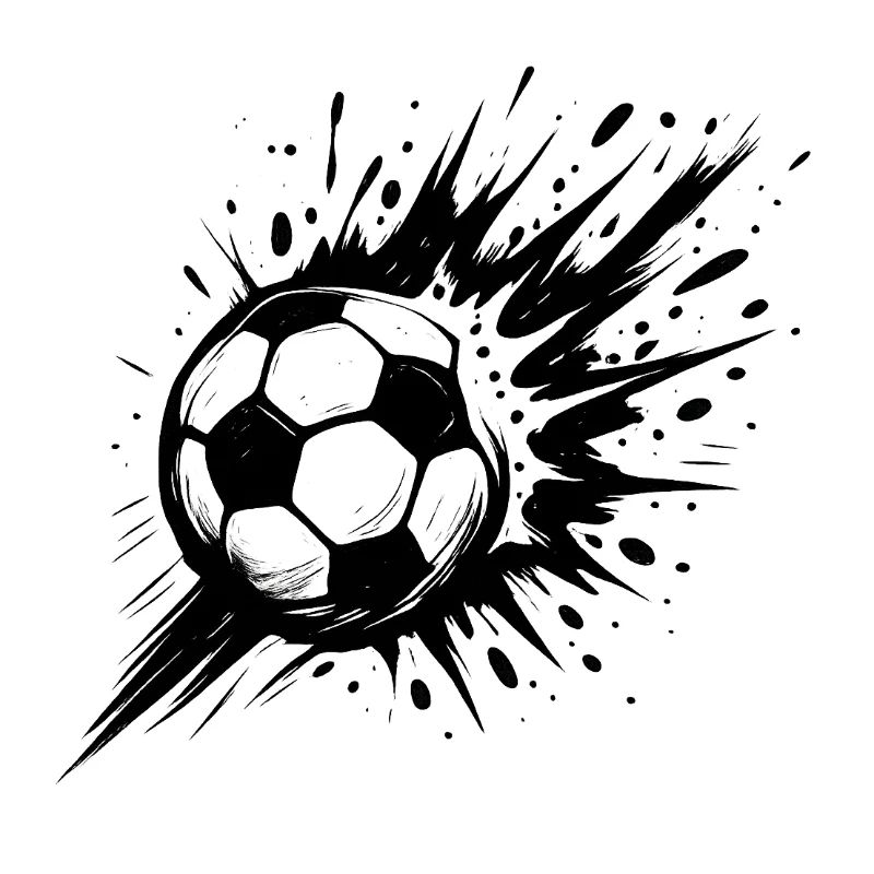 Exploding football in black and white