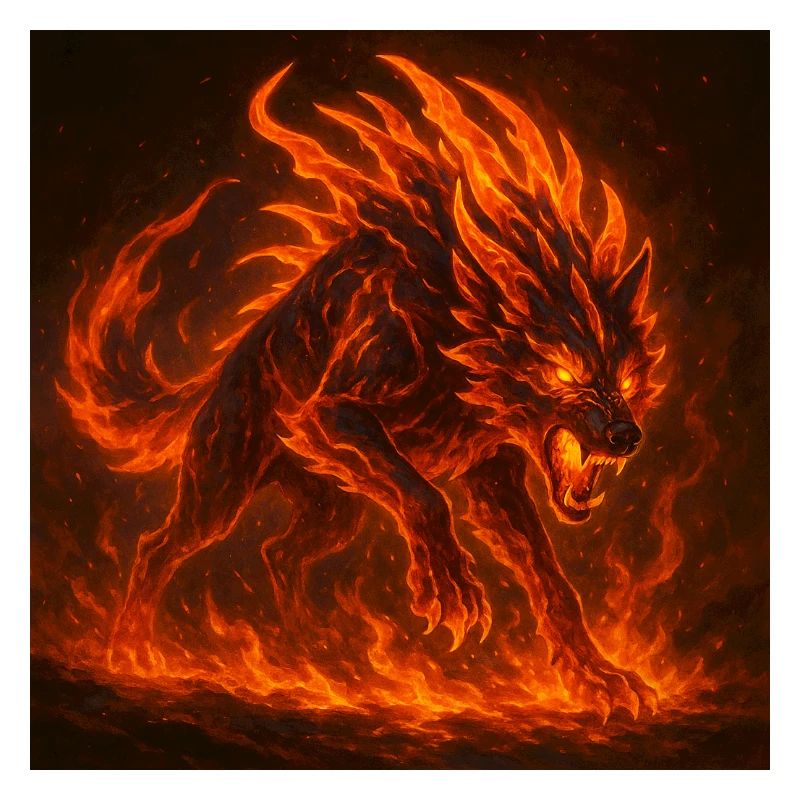 Lava-flammender Wolf