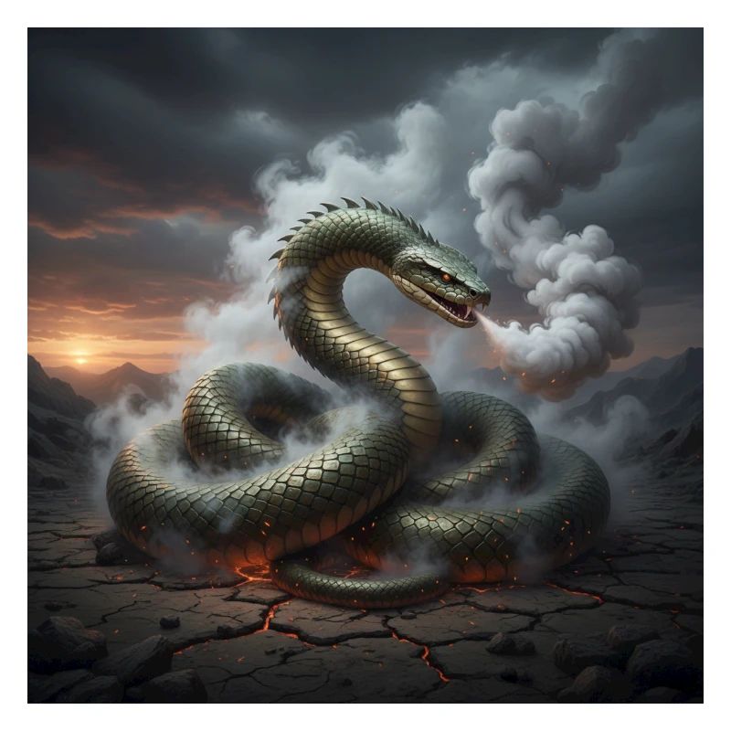 Serpent dans le champ de lave