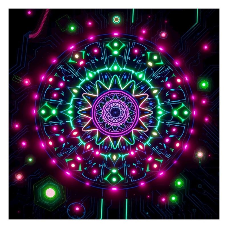 Neon Mandala Cyber Galaxy Pattern