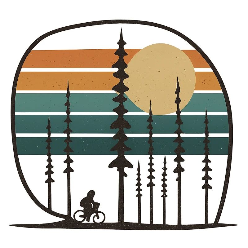 Vélo en forêt dans un coucher de soleil rétro Idées d’idées d’idées