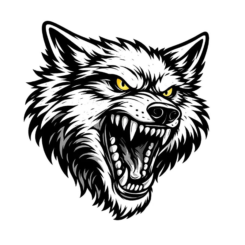 Angry Wolf Head – Aggressive Wolf Design