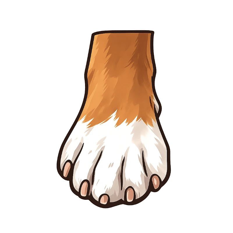 Conception de pattes de chien brunes blanches