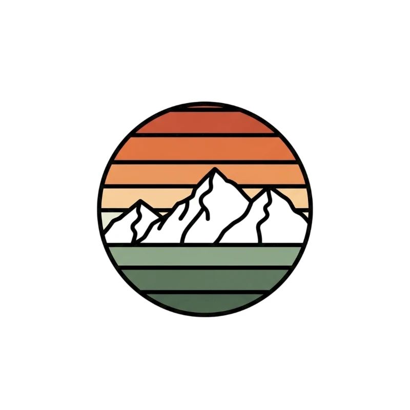 Sonnenuntergangsberge Retro Kreis