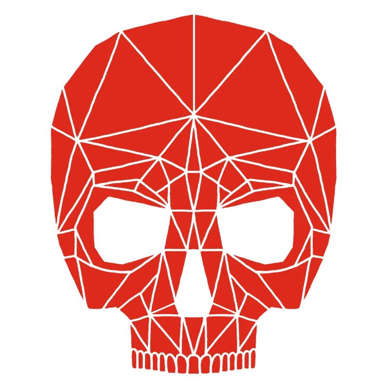Roter Roboterschädel