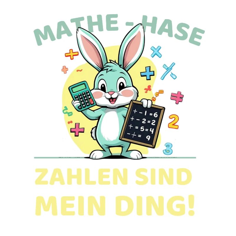 Math bunny with calculator and blackboard