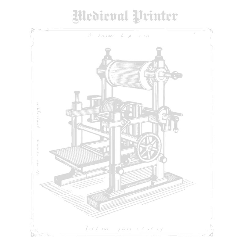 Antique Printer Machine Illustration