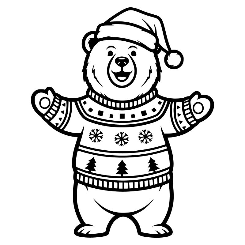 Mignonne dessin de lignes d’ours de Noël