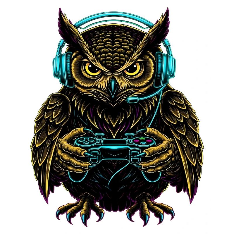 Eule Gaming Tier Videospiele Lustige Eule