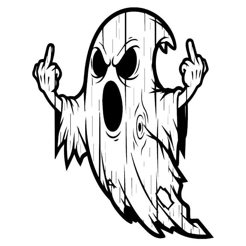 Geist mit Mittelfinger-Geste