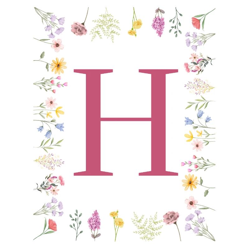 Floral initials "H", letters monogram