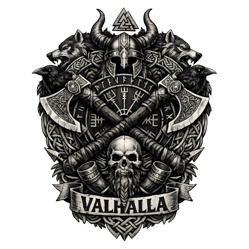 Valhalla Skull Viking Crest