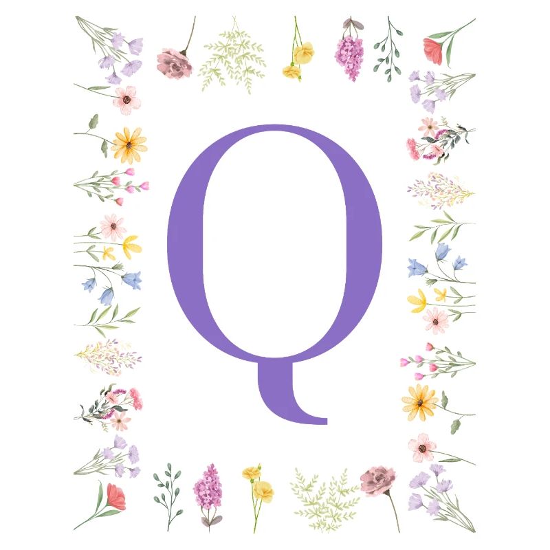 Monogram "Q", floral initials
