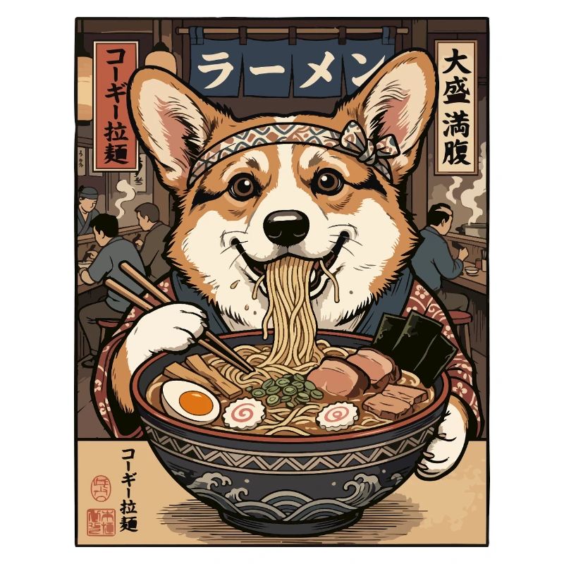 Corgi Ramen Feast in Nippon