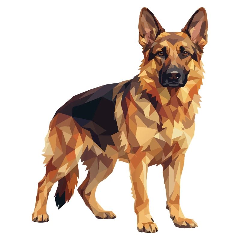 Geometric German Shepherd Low Poly Dog Art