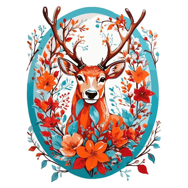 Cerf avec des fleurs