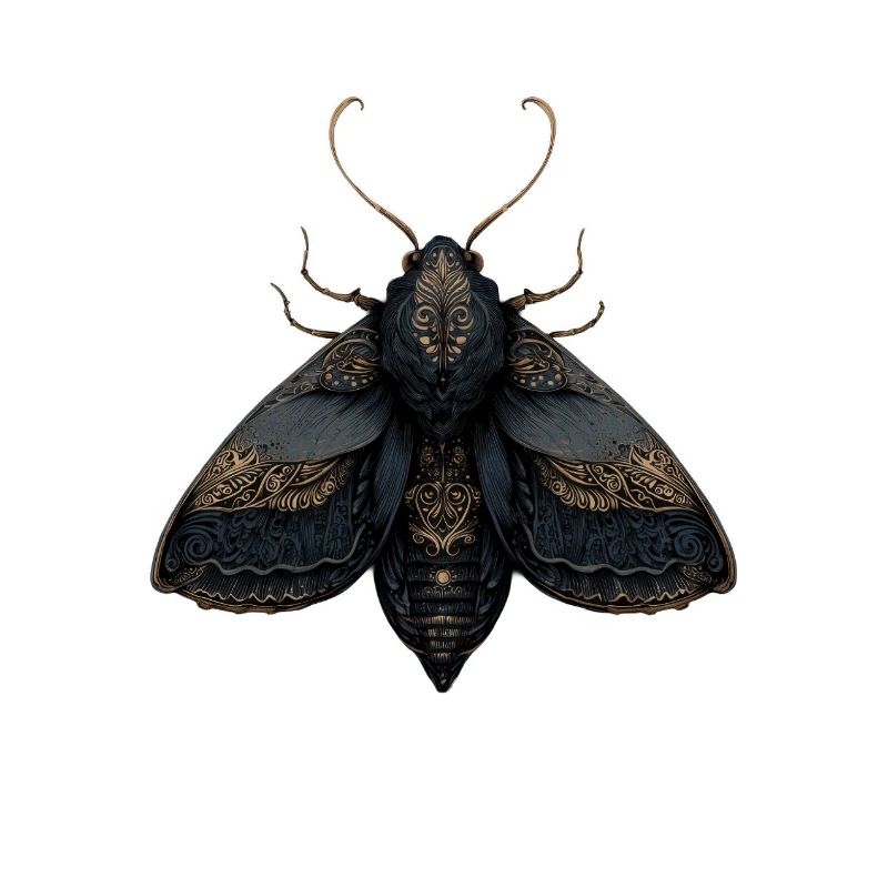 Illustration de papillon de nuit ornée avec des détails complexes