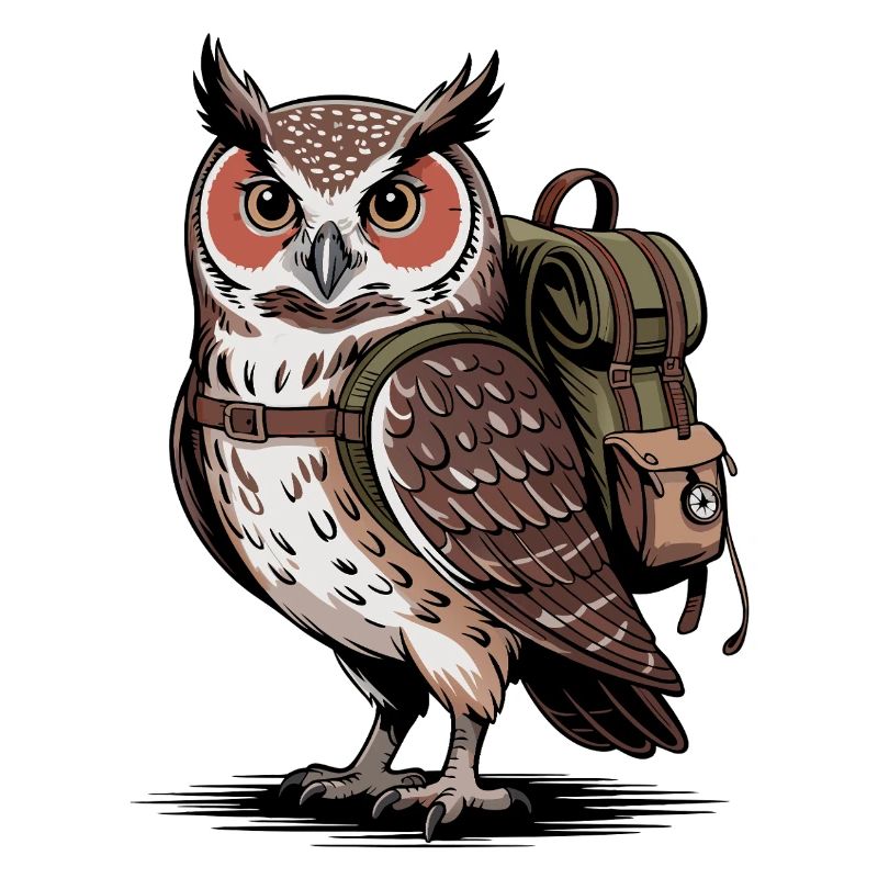 Owl with backpack