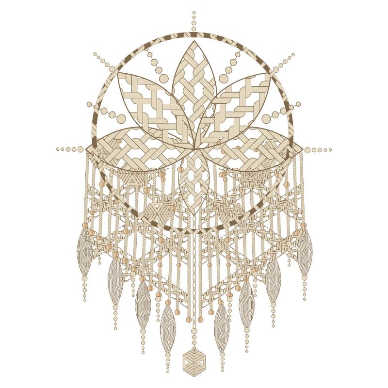 Macramé pendant with ornate knot patterns