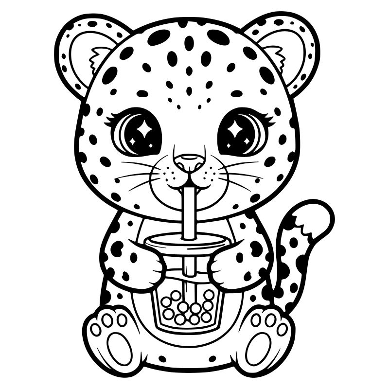 Leopard mit Becher