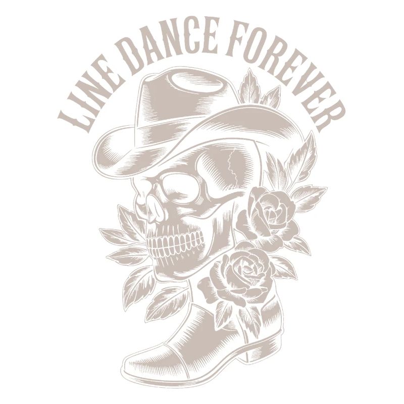 Line Dance Skull with Hat Roses