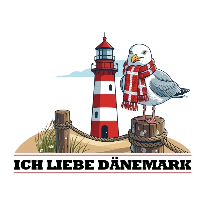 Leuchtturm Möwe mit Schal
