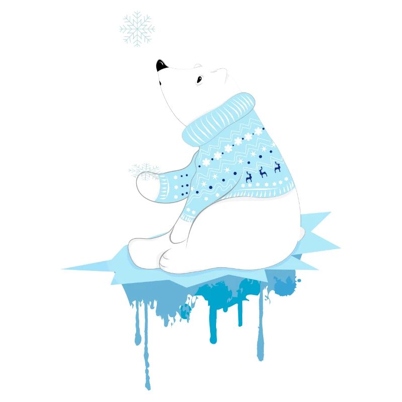 Eisbär mit Schneeflocken