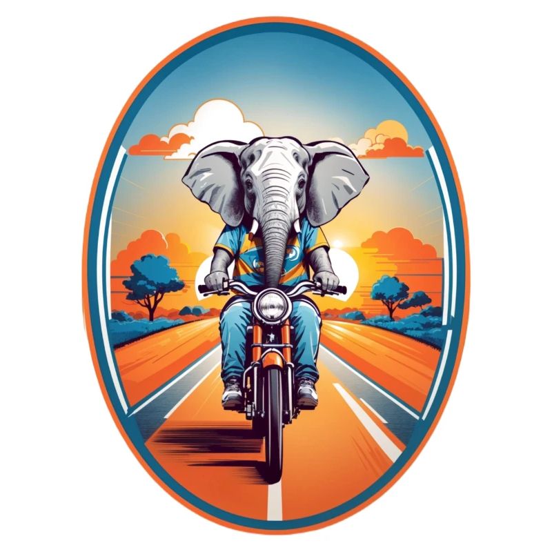 Elephant on motorcycle