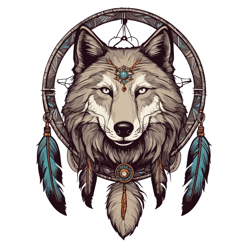Dream catcher with wolf