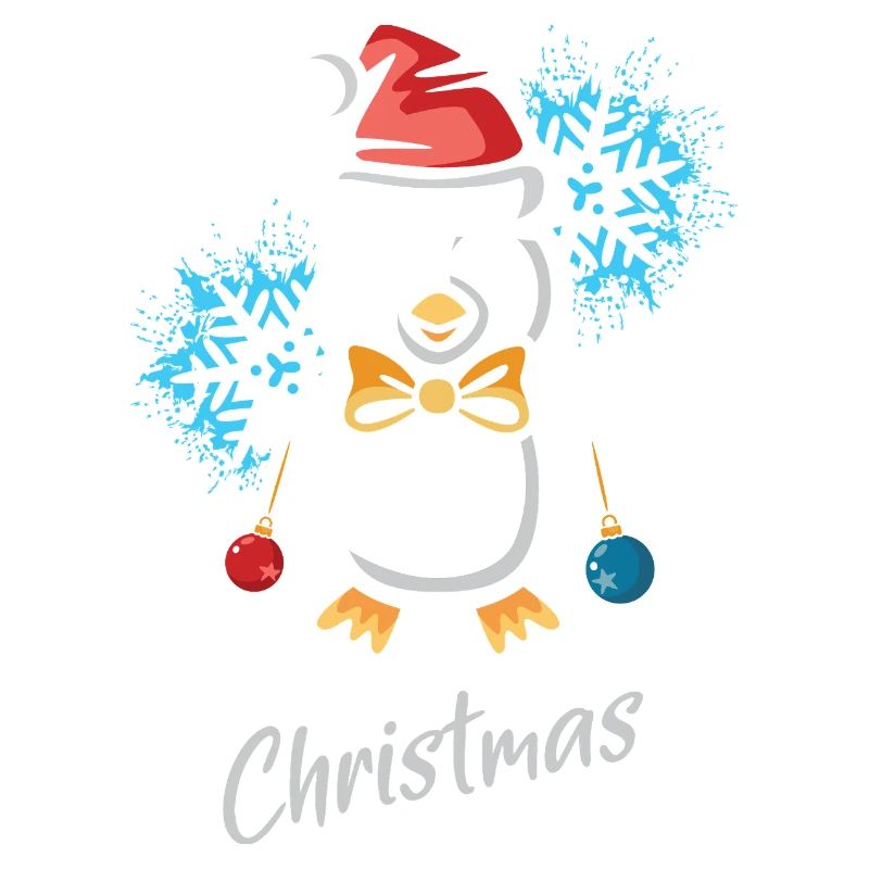 Weihnachtspinguin mit Schneeflocken
