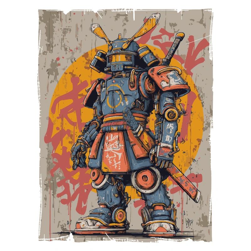 Mechanical Samurai Street Art