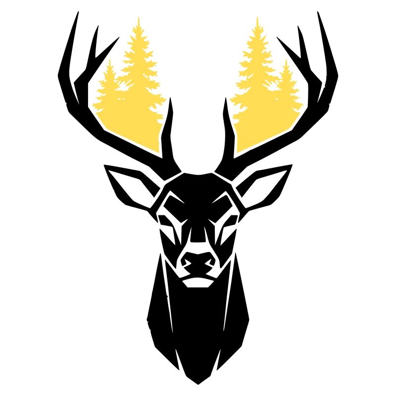 Deer Head Forest Silhouette