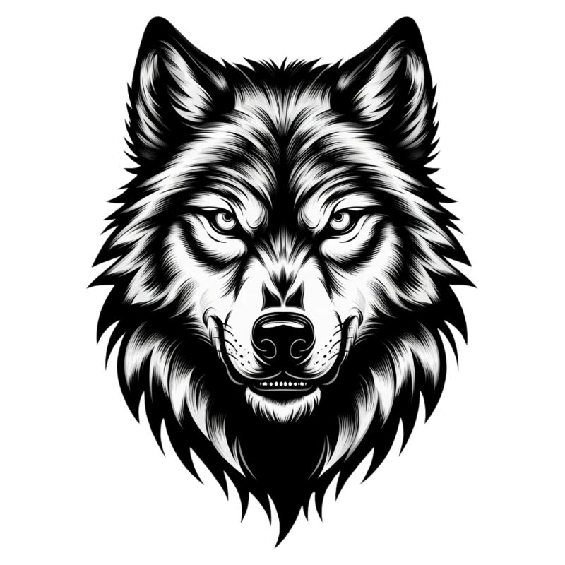 Wild Wolf's Head – Black & White