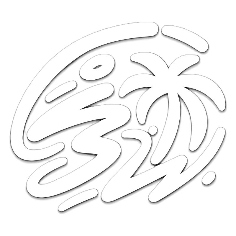 Palm tree and stylized tropical waves