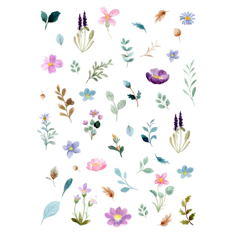 Watercolor Florals on Black