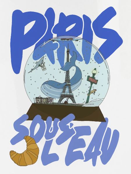 Paris Schneekugel Blau – Eiffel-Ikone
