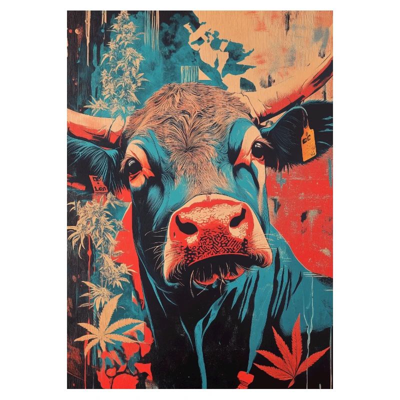 Vache psychédélique dans le style pop art