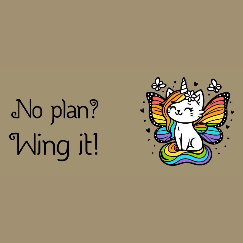 Pas de plan ? Ailez-le ! Chat licorne ailé (coloré)